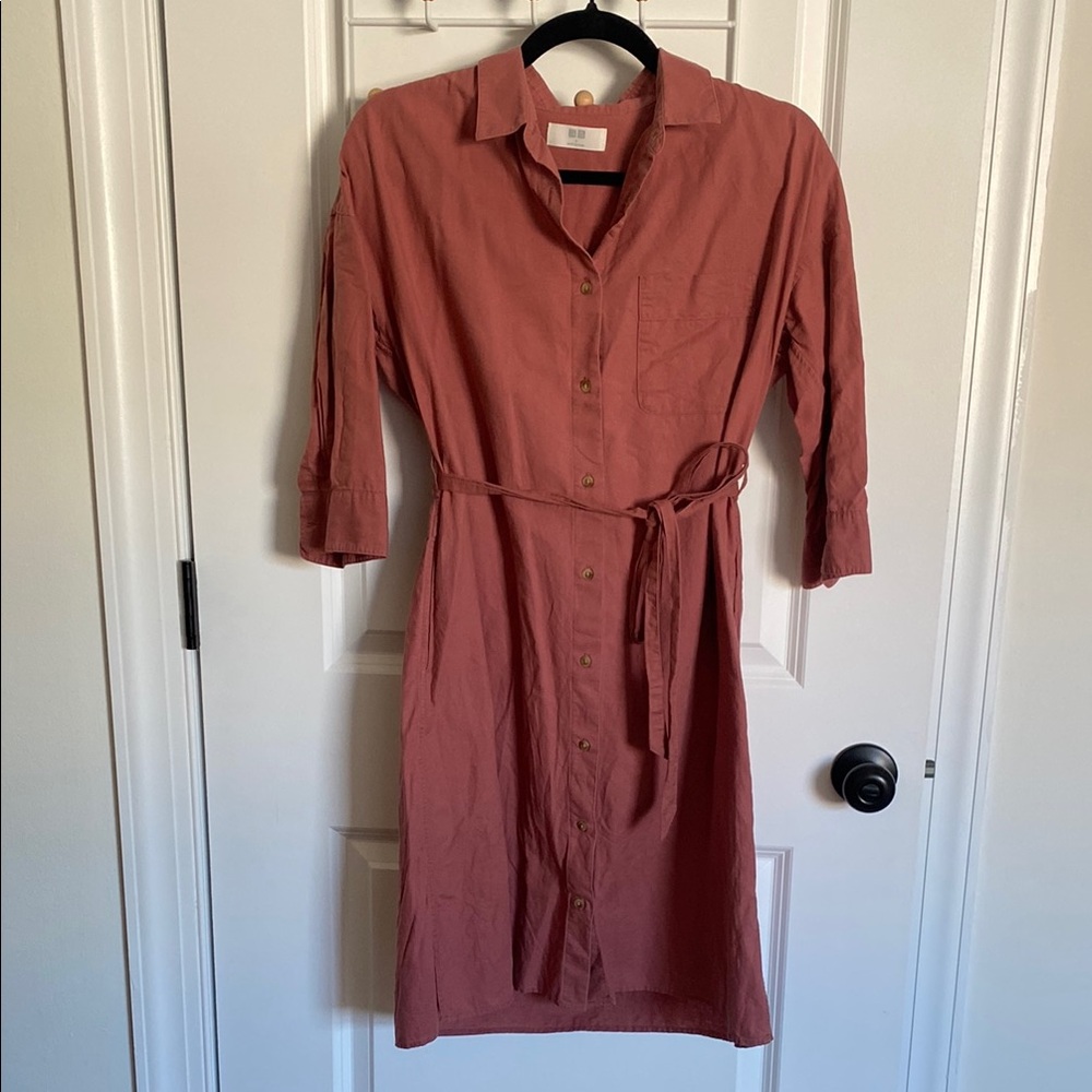 Uniqlo Linen Blend Button-Up Dress